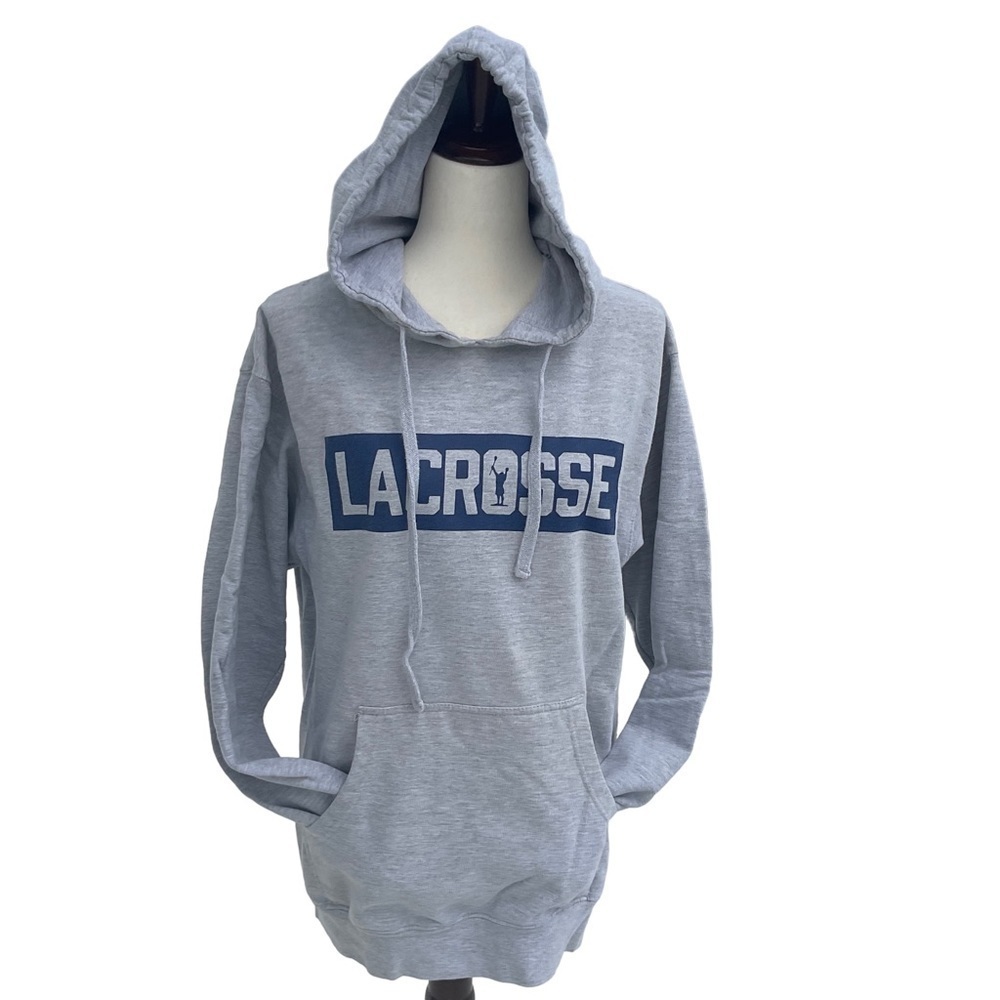 Unisex Adrenaline Hooded Lacrosse Pullover Sweatshirt In Grey In Size Medium